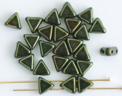 Kheops Green Jet Green Metallic 23980-14495 Czech Glass Beads x 10g