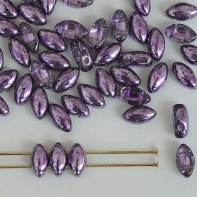 IrisDuo Purple Crystal Met Ice Violet 00030-67236 Czech Glass Beads x 25