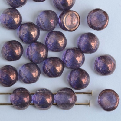 Cabochon 6mm 2 Hole Purple Crystal Vega 00030-15726 Czech Glass Beads x 20