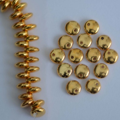 Lentil 1 Hole 6mm Gold 24ct Gold Plated 00030-35000 Czech Glass Bead x 25