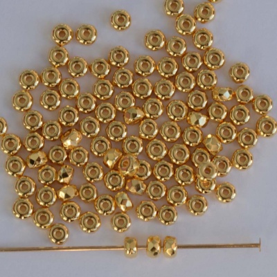 Micro Spacer Rondelle Gold 24ct Gold Plated 00030-35000 Czech Glass Beads x 25
