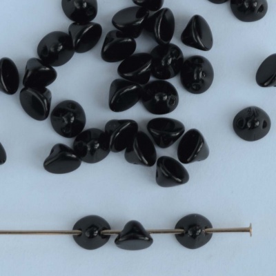 Button Beads Black Jet 23980 Czech Glass x 25