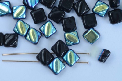 Silky Black Jet AB 23980-28701 Czech Glass Beads x 10g