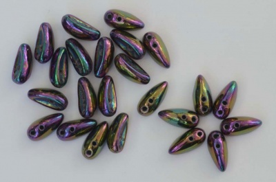 Chilli Purple Jet Iris Purple 23980-21495 Czech Glass Bead x 25