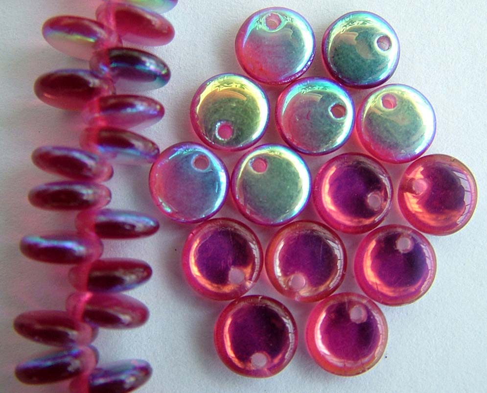 Lentil 1 Hole 6mm Blue Sapphire AB 30050-28701 Czech Glass Bead x 50