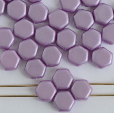 Honeycomb Purple  Alabaster Pastel Lila 02010-25012  Czech Glass Beads x 30