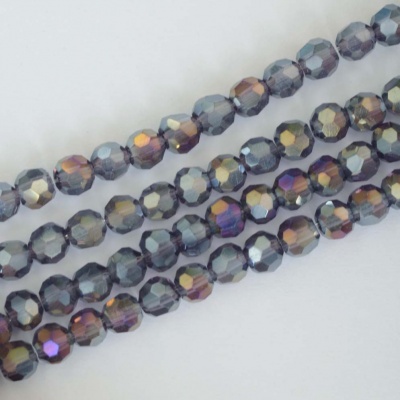 Crystal Faceted Round Purple  3mm Metallic Tanzannite AB Chinese  Bead x 100