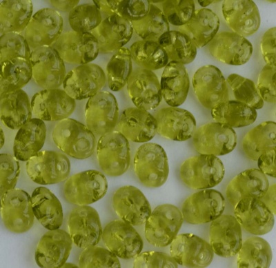 Superduo Green Olivine Transparent 50230 Czech Beads x 10g