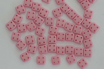 Quadratile Pink Pastel Pink 02010-250008 Czechmates 4 Hole Bead x 10g