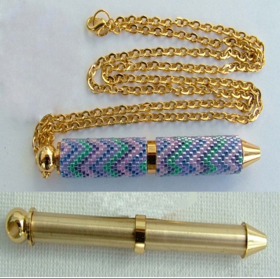 Beadable Pen Mini Pendant Keyring Gold Chrome Plated
