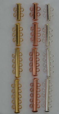 Gold - Silver Plated Clasp 2 3 4 5 Strand Push Pull Clasp Slide Tube