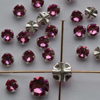 Rose Montees Pink 3 4 6 mm Rose 082209 Swarovski Beads Silver Pltd Setting