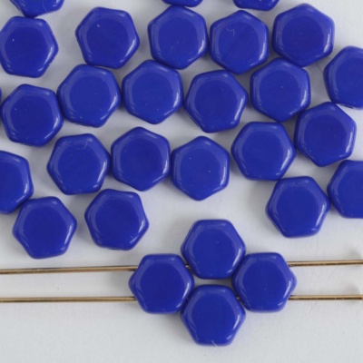 Honeycomb Blue Op Royal Blue Shimmer 33050-14400 Czech Glass Beads x 30
