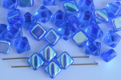Silky Blue Transparent Sapphire AB 30050-28701 Czech Glass Beads x 10g