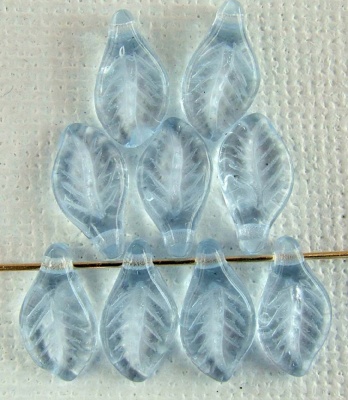 Leaf H Mini 11 mm Blue Light Sapphire 30010 Czech Glass Bead Charm  x 25