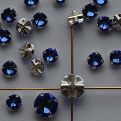 Rose Montees Blue 3 4 6 mm Sapphire 082206 Swarovski Beads Silver Pltd Setting