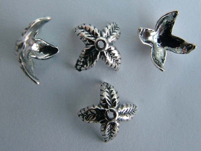 Sterling Silver Bead Cap Leaf 8-14mm Bead x 1pr