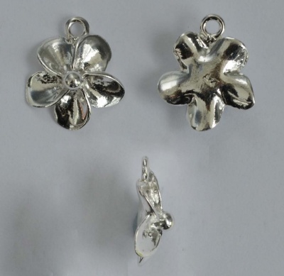 Sterling Silver Charm Earring  Flower 3D x 1