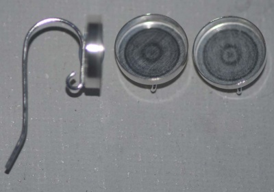 Sterling Silver Earring Ear Hook Glue Round Cabochon 12mm  Loop x 1pr