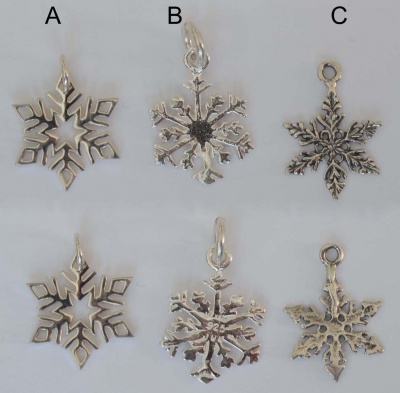 Sterling Silver Charm Earrings Pendant  Snowflake x 1