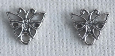 Sterling Silver Earring Ear Stud Butterfly With Loop x 1pr