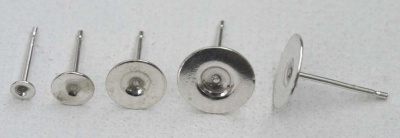 Sterling Silver Earring Ear Stud Flat Pad Disc on Post Glue 3mm 5mm 7mm 9mm x1pr