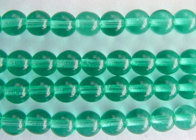 Druk Round Green  6 mm Teal 60210 Czech Glass Beads x 50