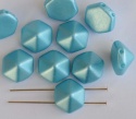 Pyramid Hex Blue 12mm Alabaster Pastel Aqua 02010-25019 Czech Glass Beads x 12