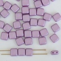 Square 2 Hole 6mm Purple Alabaster Pastel Lila 02010-25012 Czech Tile Bead x 25