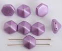 Pyramid Hex Purple 12mm Alabaster Pastel Lila 02010-25012 Czech Glass Beads x 12