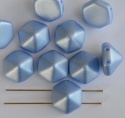 Pyramid Hex Blue 12mm Alabaster Pastel Lt Sapphire 02010-25014 Czech Glass Beads x 12