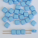 Square 2 Hole 6mm Blue Alabaster Pastel Turquoise 02010-25020 Tile Bead x 25
