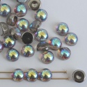 Cabochon 6mm 2 Hole Grey Crystal Graphite Rainbow 00030-98537 Czech Beads x 20
