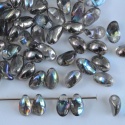 Tulip Petal Grey Crystal Graphite Rainbow 00030-98537 Czech Glass Bead x 50