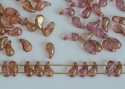 Zoliduo Left Right Pink Crystal Lumi Terracotta Red 00030-15495 Czech Glass Bead