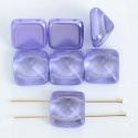 Pyramid Square Purple 12 mm Crystal Violet Gold 00030-22512 Czech Glass Beads x6