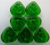 Leaf H Heart Green Tr Green 50140 Czech Bead Charm x 50