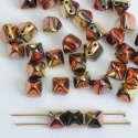 Pyramid Square Gold 6 mm Jet California Gold Rush 23980-98542 Czech Glass Beads x10