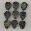 Leaf V 10 mm Grey Jet Marbled Grey 23980-17019 Czech Glass Beads x 25