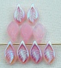 Leaf H Mini 11 mm Pink Opal Rosaline AB 71019-28701 Czech Glas Bead Charm x25