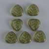 Leaf H Heart Green Tr Olivine Shimmer 50230-14400 Czech Bead Charm x 50
