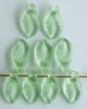 Leaf H Mini 11 mm Green Peridot 50500 Czech Glass Bead Charm  x 25