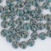 Lentil 2 Hole 6mm Green Persian Turquoise Moon Dust Md63150 Czech Bead x 50