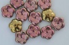 Flower Ch Flat 14mm Pink Crystal California Pink 00030-98544 Czech Bead x 5