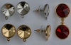Gold - Silver Plated Earring Stud Pendant Charm Rivoli Setting Holder Loop x 1pr