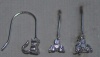Sterling Silver Earring Ear Hook 3 Cz Cubic Zirconia With Loop x 1pr