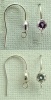 Sterling Silver Earring Ear Hook French Wire Cubic Zirconia Amethyst Loop  x 1pr