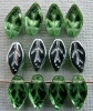Leaf H 10 mm Green Peridot Silver 50500-27000 Czech Glass Bead x 25