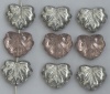 Leaf V Maple Silver Pink 03360 Czech Glass Beads x 5