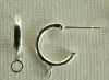 Sterling Silver Earring Ear Stud Hoop with Loop x 1pr